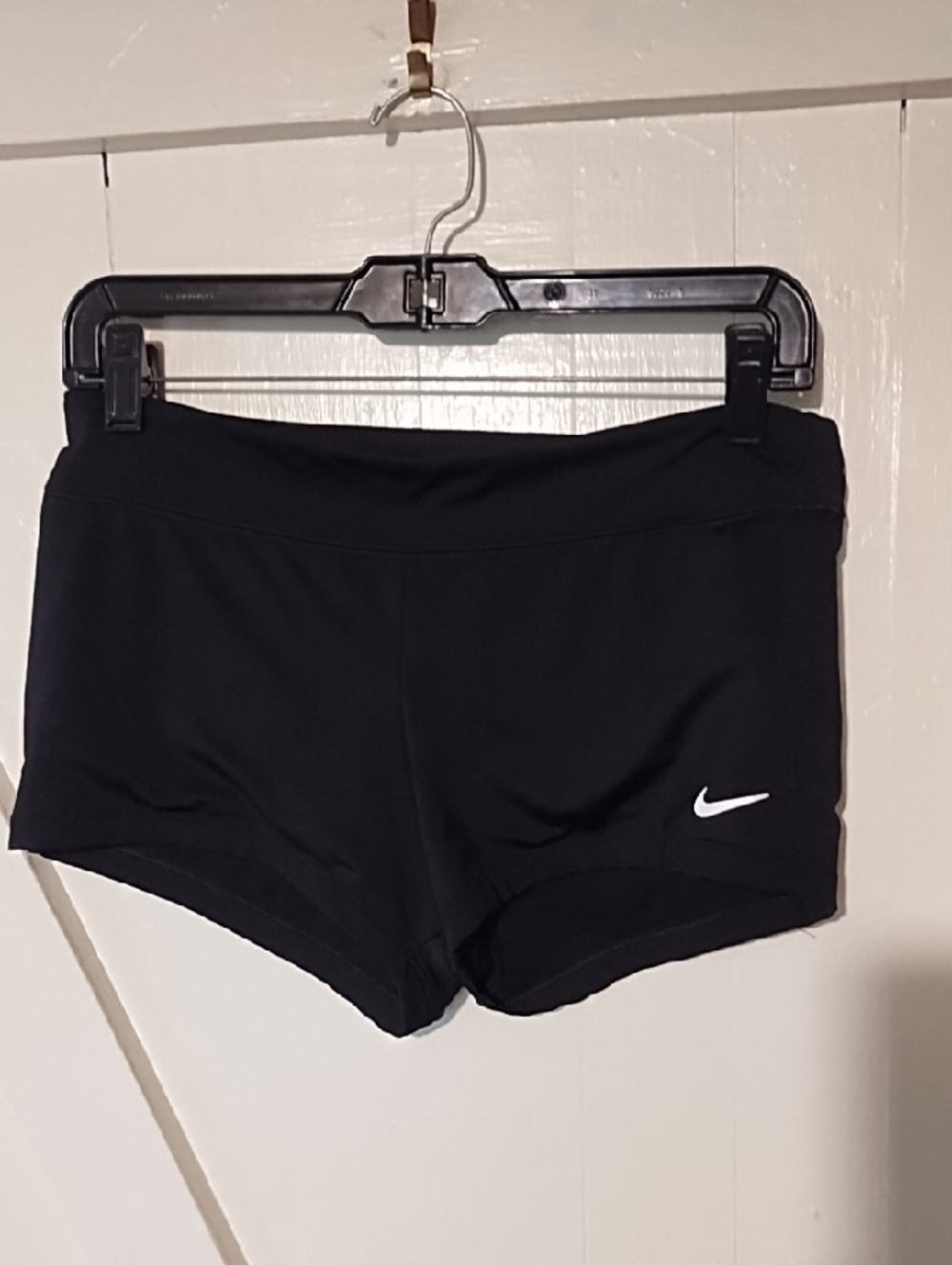 Nike Black Low-Rise Bike Shorts with White Swoosh Medium VGC
